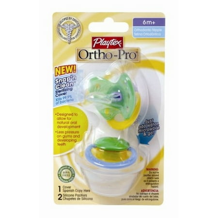 Playtex Ortho-Pro 2 Silicone Nipple Pacifiers 6m+ (Colors may