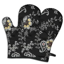 Cute Oven Mitts,Pioneer Flower Floral Print Pattern Oven Mitt 2-Pack Set,Kitchen Gloves for Oven,Heat Resistant Oven Mitts 7.7"x12"