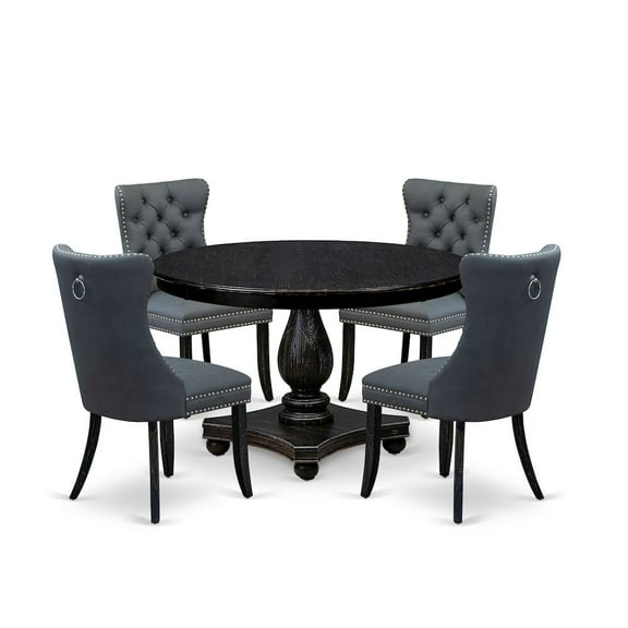 Luxe by East West Furniture 5-Piece Dining Set In Platinum Gray Color