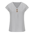 thumbnail image 4 of Blusa informal de manga corta con cuello en V para mujer de Umfun Fashion, color gris, talla 2XL, 4 of 5