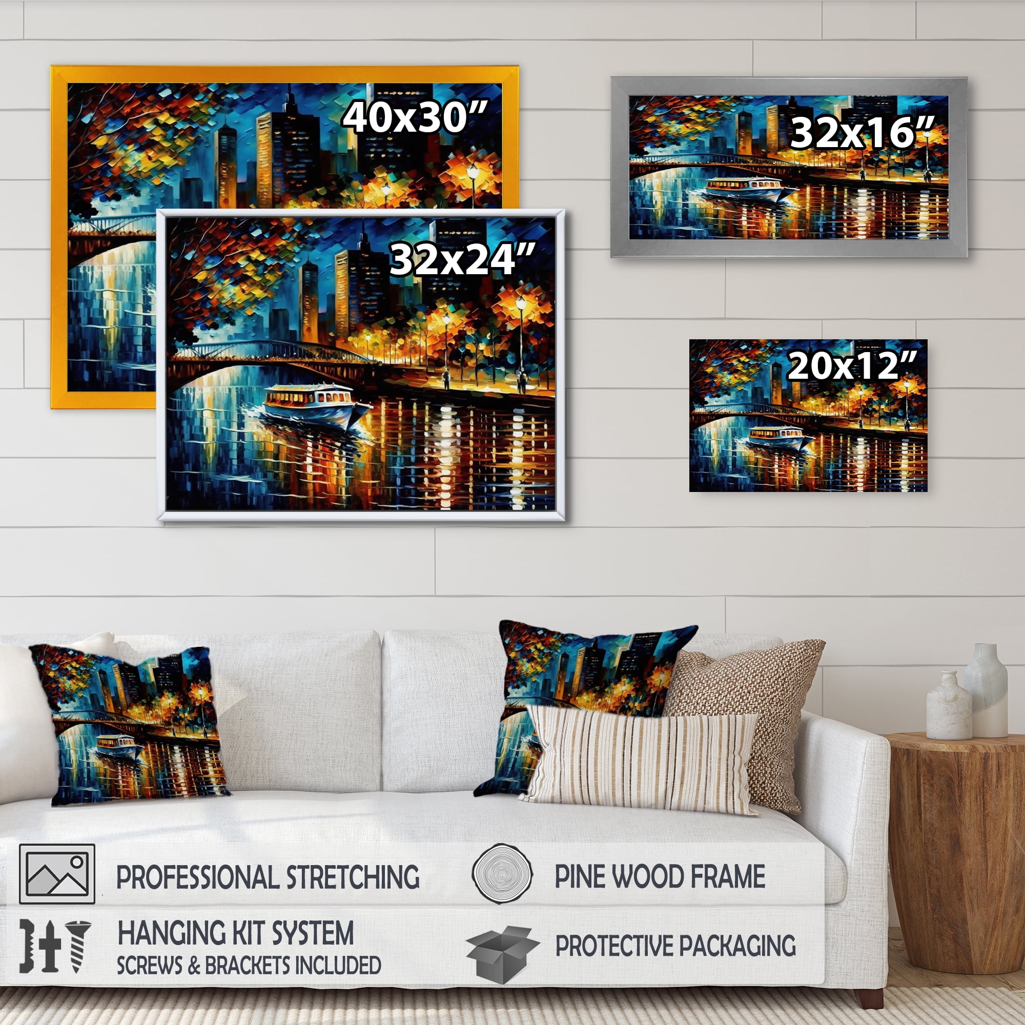 Designart Chicago River View In The Fall II Canvas Wall Art