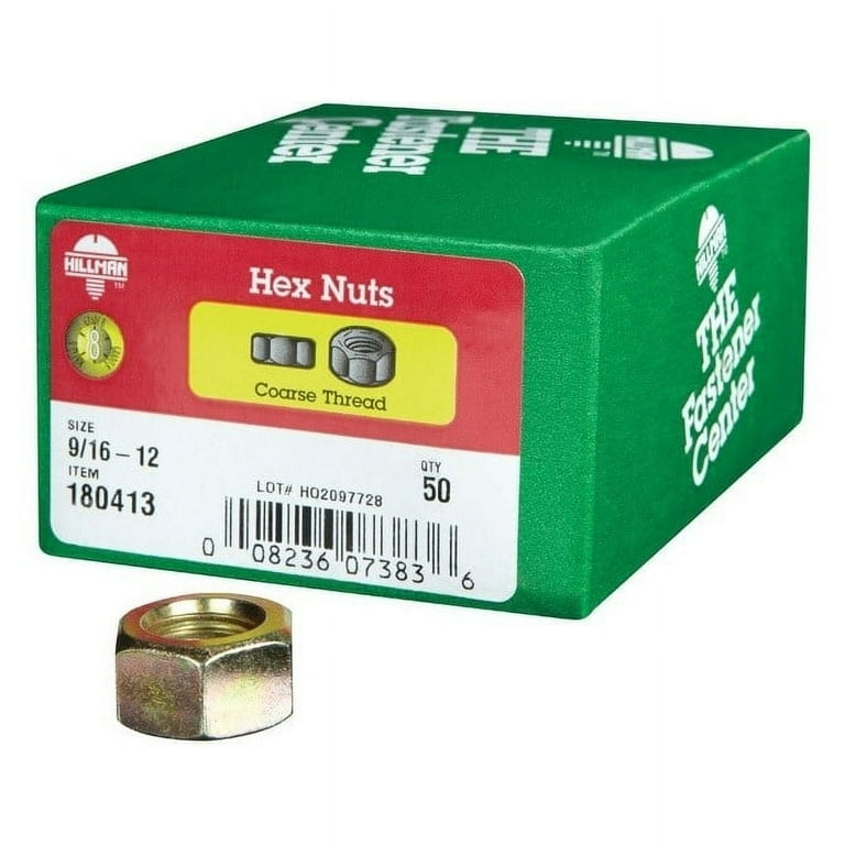 Hillman 9/16 in. Zinc Dichromate Steel USS Hex Nut 50 pk Hillman 9/16 in. Zinc Dichromate Steel USS Hex Nut 50 pk