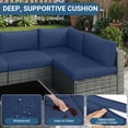 thumbnail image 5 of RoyalCraft Outdoor Patio Furniture Set, 7 Pieces Outdoor Wicker Sectional Sofa with Waterproof Cover, Blue Cushions with Strip and Zippers, Grey, 5 of 10