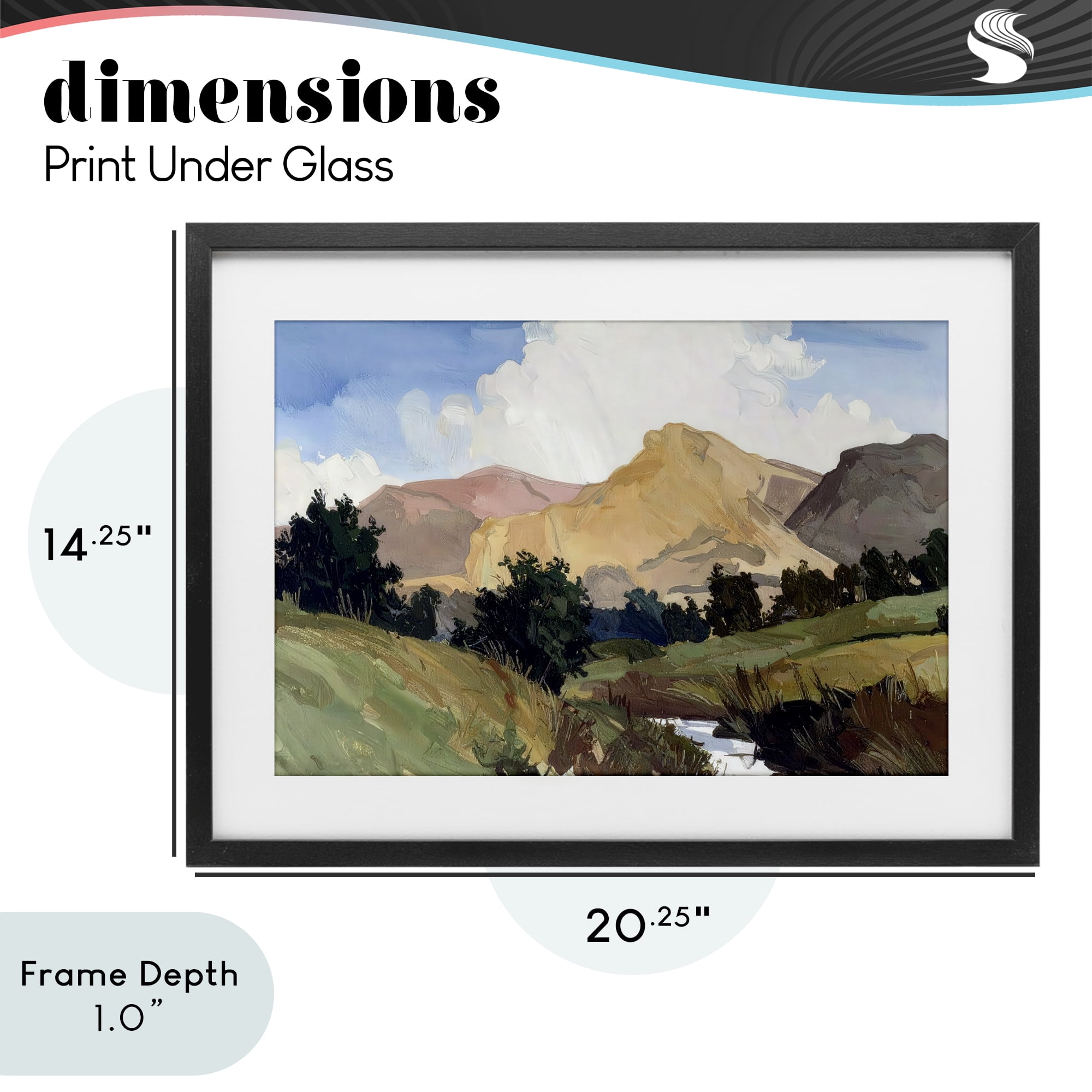 Stupell Industries River Mountain Divide Black Framed Print Under Glass, design by Alonza Saunders