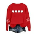 thumbnail image 2 of Itsame Long Sleeve Heart T-Shirts Women's Valentine's Sweatshirt Loose Crew Neck Tops Red Size XL, 2 of 7