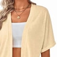 thumbnail image 4 of Women'S Short Sleeve Cardigan Summer Cardigan Casual Loose Beach Cover-Up Curved Hem  L, 4 of 5