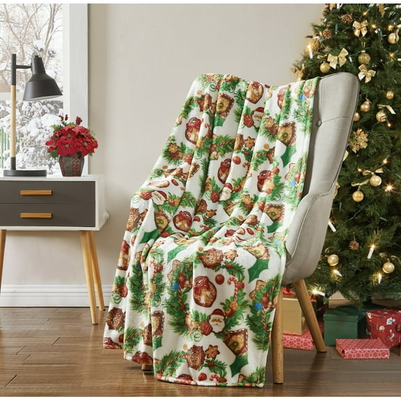 Kate Aurora Christmas Gingerbread Houses Ultra Soft & Plush Throw Blanket
