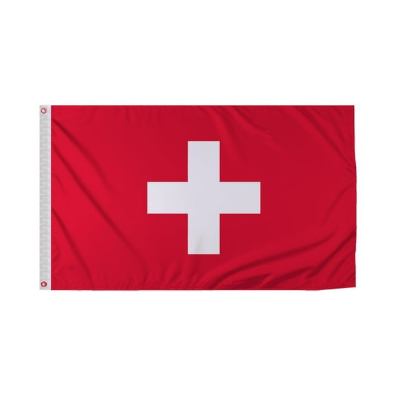 Promopatriot Switzerland Country Flag 3x5 Ft Outdoor Nylon Double Stitched Edges Canvas Header Brass Grommets 3'x5' Switzerland