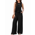 thumbnail image 3 of Ensembles de Pantalons pour Femmes, Tenues 2 Pcs, Débardeurs Sans Manches à Col Rond, Ensembles Assortis pour Femmes, Taille Élastique, Jambe Grand, Noir m, 3 of 8