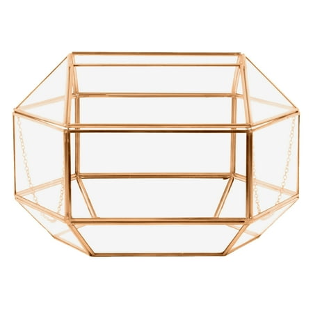 Terrarium Glasses Koyal Wholesale Geometric Glass Wedding Card Box, Rose Gold Wedding Reception Drop Box, Terrarium Glass Planter ()