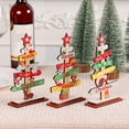 thumbnail image 3 of Christmas Tree Desktop Decoration Solid Wood Stable Base Guidepost Elk Snowman Snowflake Reusable Holiday  Table Ornament Party Supplies Gift, 3 of 10