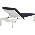 thumbnail image 6 of Modern Contemporary Urban Design Outdoor Patio Balcony Three PCS Chaise Lounge Chair, Navy Blue White, Aluminum, 6 of 8