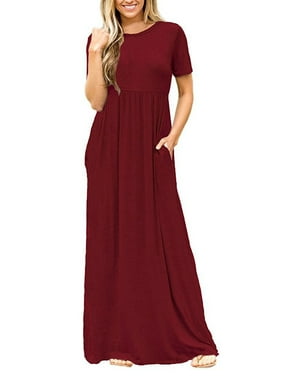 Women Boho Casual Plain Short Sleeve O-neck Loose Solid Party Long Beach Dresses Oversized Maxi