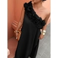 thumbnail image 3 of Black Asymmetrical One-Shoulder Ruffle A-Line Maxi Dress For Women, 3 of 6