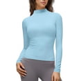 thumbnail image 2 of Weikingp Tight Long Sleeve Shirts For Women，Long Sleeve Shirts Long Sleeve Shirts Long-Sleeve Compression Shirts For Women Gym Workout Tops Crew Neck Business Casual Outfits Blue XL, 2 of 8