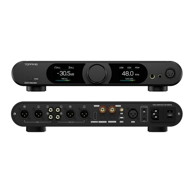 TOPPING DX9 Discrete Fully Balanced DAC Headphone Amp - Fully Discrete 1 Bit, PSRM module , Fully balanced hybrid relay volume control , Headphone crossfeed