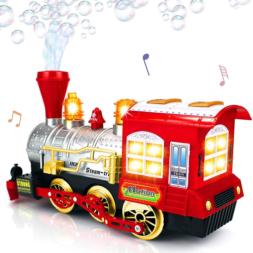 Included 2 Bottles of Bubble Solution & Screwdriver Bump N Go Feature Theefun Bubble Machine Bubble Blowing Toy Train Automatic Bubble Maker Walk & Stay Still Two Settings Music & Light