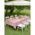 thumbnail image 4 of Outdoor Tablecloth with Umbrella Hole for Patio/Picnic/Party/Camping, Pink Wooden Grain Waterproof Table Cloth Rectangle Table Cover Washable, Vintage Chic Geometric Textured (60"x 102"), 4 of 8