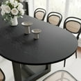 thumbnail image 6 of MAYEERTY Wood Oval Dining Table, Mid-Century Modern Dining Table with Rattan Legs, 79"x33.5"x30", Black, 6 of 9