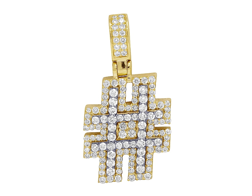 Jewelry Unlimited Real Diamond Hashtag Sign Pendant Charm Mens Ladies In 10K Yellow Gold 2 CT