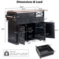 thumbnail image 4 of 46.5" Large Kitchen Island on Wheels with Drape of Beads, Power Outlet, Adjustable Shelves, Sturdy Kitchen Cart with Drop Leaf, 3 Doors, 3 Drawers and Built-in Iron Shelf for Dining Room, Black, 4 of 10