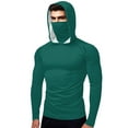 thumbnail image 3 of Aboser UPF 50+ Rash Guard Long Sleeve Workout Hoodies Athletic Bodybuilding Sun Shirts SPF UV Protection Shirt Plus Size Mask Hooded Tops Green XXXXXL, 3 of 9