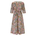 thumbnail image 5 of Ketyyh-chn99 Robes d'Été Grande Taille Robe Évasée Florale Robe T-shirt Décontractée Manches Longues Robe de Plage Boho Marron,m, 5 of 5