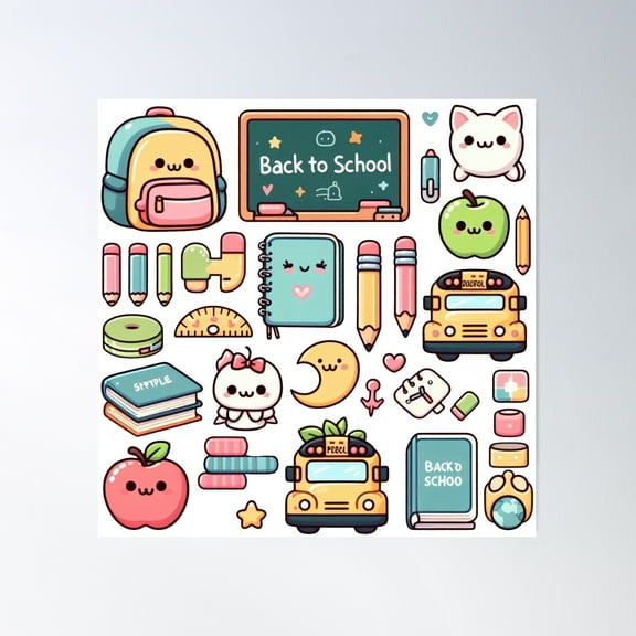 Back To School Pack Poster Wall Art, Modern Wall Decor For Living Room Bedroom, 8x12 UNFRAMED