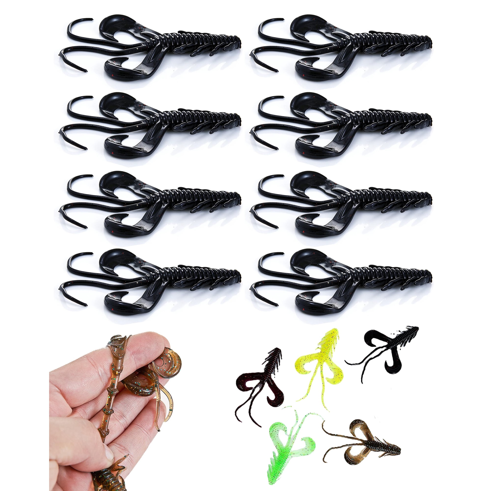 Realistic Floating Shrimp Lures 8 Pack Artificial Bait Natural Swimming Action with Fluorescent Particles for Recreational Fishing