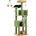 thumbnail image 3 of PEQULTI 62" Multi-Level Cat Tree with Condo & 4 Scratching Posts Large Scratcher for Indoor Cat Green, 3 of 10