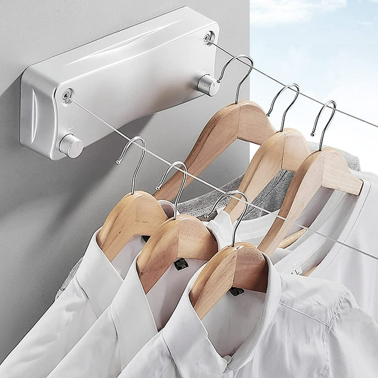 Retractable Clothesline.17 Ft Double Clothes Line Retracting Indoor Heavy Duty for Drying Laundry line Outdoor.Wall Mounted Stainless Steel Space Saver Drying Line for Balcony.Bathroom Walmart