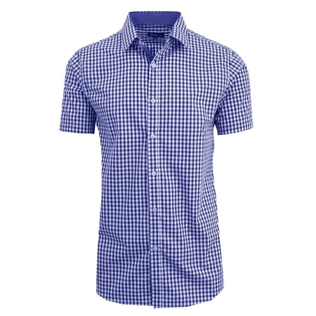 Mens Short Sleeve Casual Dress Shirts Slim Fit Button