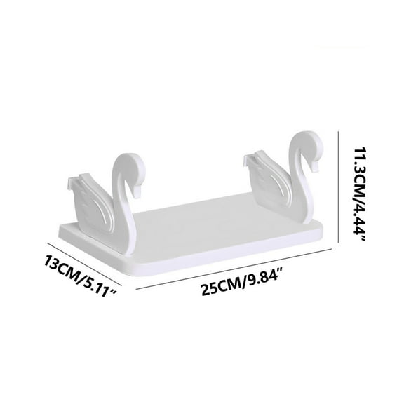 Zmeidao Swan Bathroom Shelf Wall Mounted Floating Shelves Villain Wall Hanging Rack Punching Free Storage Shelf for Living Room Bedroom Bathroom Kitchen Storage