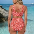thumbnail image 6 of LPKRT Maternity Two Piece Swimsuit with Criss-Cross Back - High Waisted Pregnancy Bikini Set with Floral Print, 6 of 7