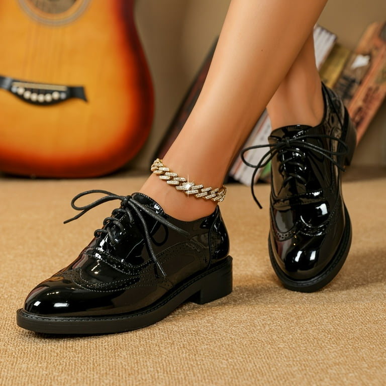 Black patent leather oxford women's shoes online