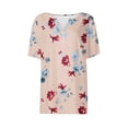 thumbnail image 5 of Ichuanyi Women's Printed V-Neck Button Down T-Shirt Loose Fit Casual Blouse with Short Sleeves Everyday Wear Top Relaxed Style Pullover Shirt, Khaki, S, 5 of 6