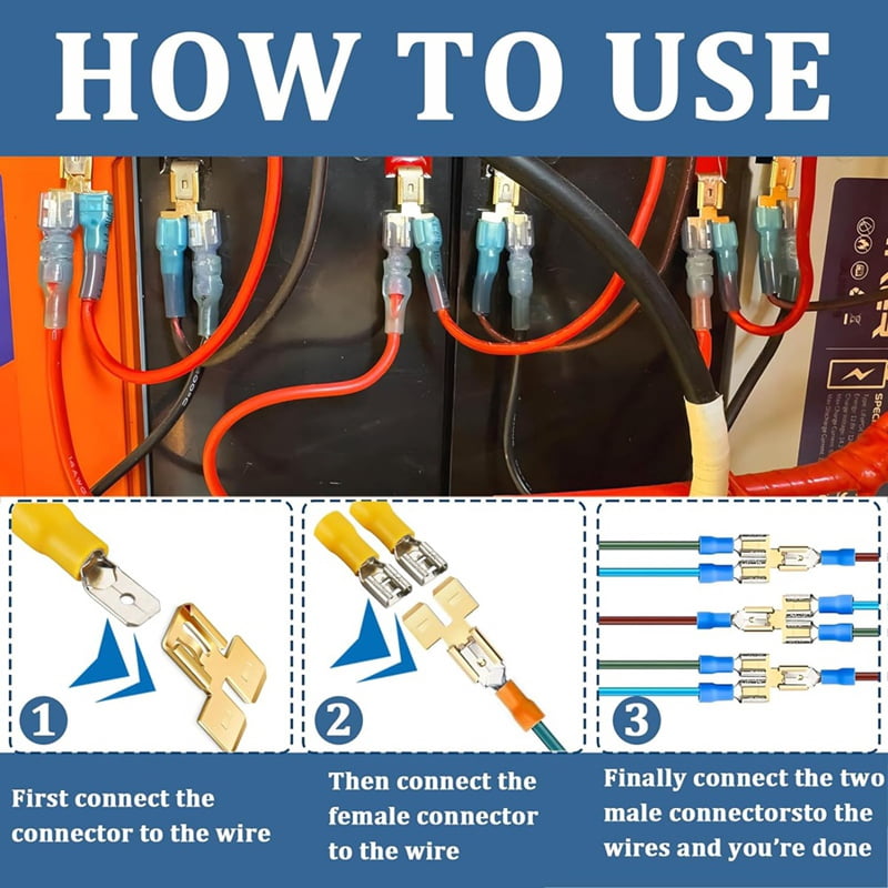 Piggyback Spade Connectors Quick Disconnect Electrical Wire Spade Terminals Adapter 30pcs