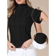 thumbnail image 2 of DARING DIVA Women's Sleeveless Mock Neck Tank Top Textured Business Blouse XS Black, 2 of 6