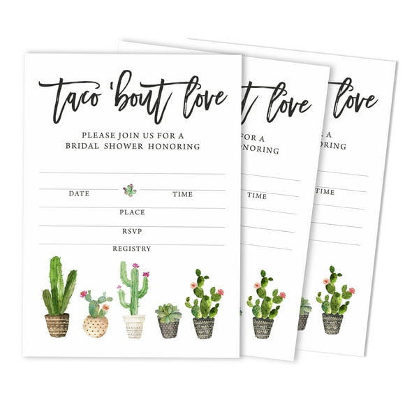 Inkdotpot 30 Bridal Shower InvitationsCactus Taco'bout loveWedding Fill-In Style Invites Blank Invites