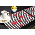 thumbnail image 5 of Valentine''s Day Placemats Set of 6, Red Heart Placemat for Dining Table Decorations, Cotton Linen Simple Black Stripe Place Mats, Valentines Table Mats for Kitchen Dinner Holiday Party Decor, 5 of 6