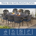 thumbnail image 5 of 9-Piece Patio Cast Aluminum Dining Set, 8 Person Outdoor Dining Furniture Set, includes 84" Oval Table and 8 Cushioned Chairs with Umbrella Hole for Patio Deck Garden, Navy Blue, 5 of 7
