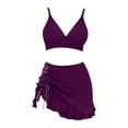 thumbnail image 6 of ClodeEU Women's Sheer Mesh Patchwork Drawstring Bikini Set,Modest Two Piece Swimsuit Purple,Womens Plus XXL, 6 of 8