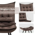 thumbnail image 2 of MCombo  Accent Chair with Ottoman, Velvet Tufted Wingback Chair, Upholstered Chairs with Metal Legs for Bedroom Living Room 4079 Brown, 2 of 10