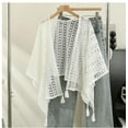 thumbnail image 2 of Michellecmm Women Spring Summer Knit Shawl Ethic Tassel Poncho Blanket Cardigan Cape for Seaside, Vacation, Travel, 2 of 8