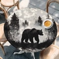 thumbnail image 3 of Brown Bear Forest Silhouette Round Fitted Table Cover Vintage Animal Tree Waterproof Table Cloth with Elastic Edge Wipeable Tablecloth for Picnic Camping Party Fits 45"-54" Diameter, 3 of 8