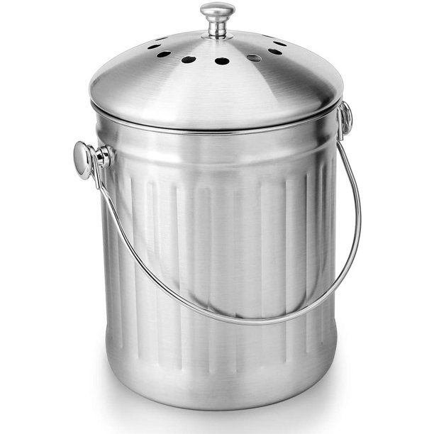 CPDD Compost Bin, Stainless Steel Indoor Compost Bucket for Kitchen
