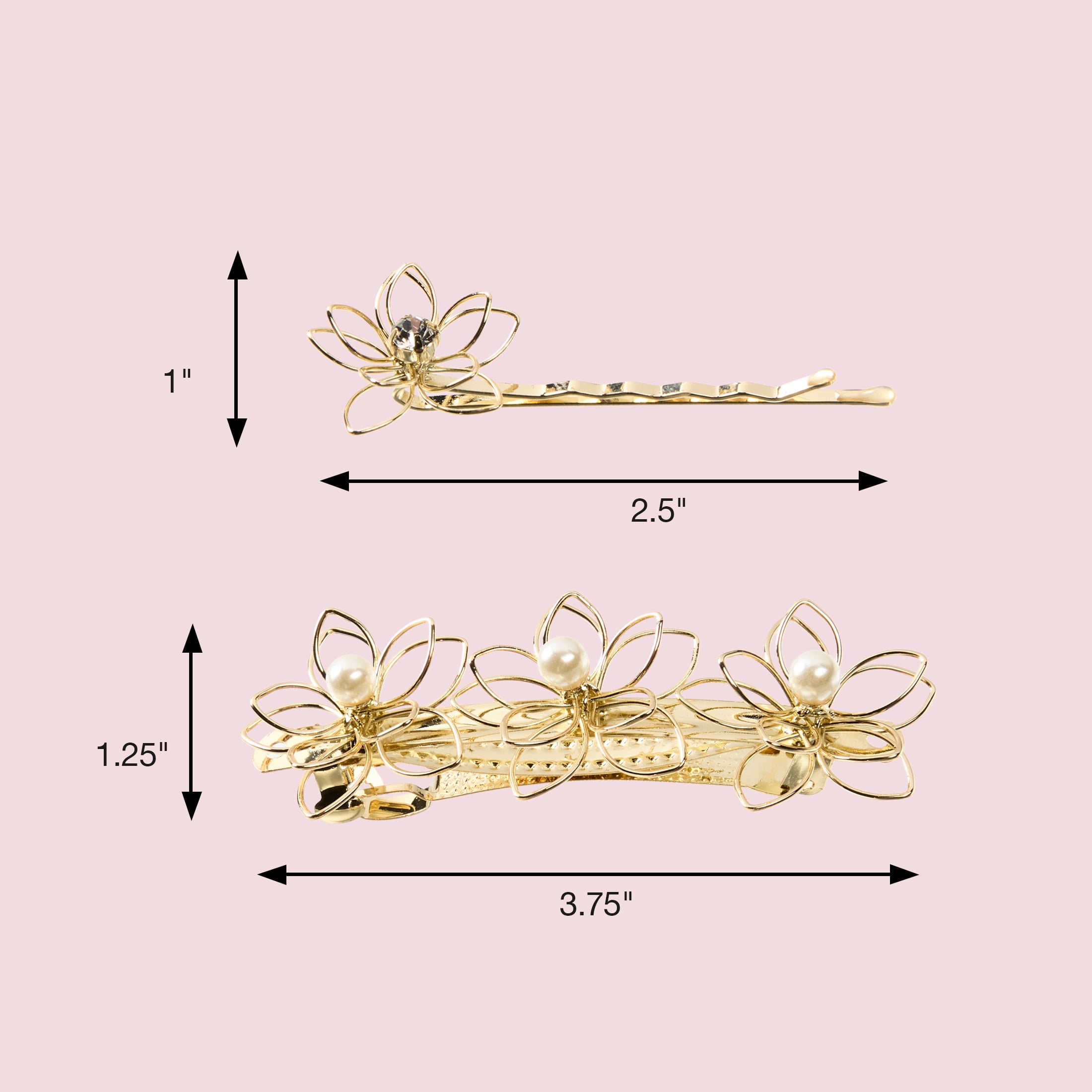 Scunci by Conair Flower Bobby Pins, Gold Tone, All Hair Types, 3 Count