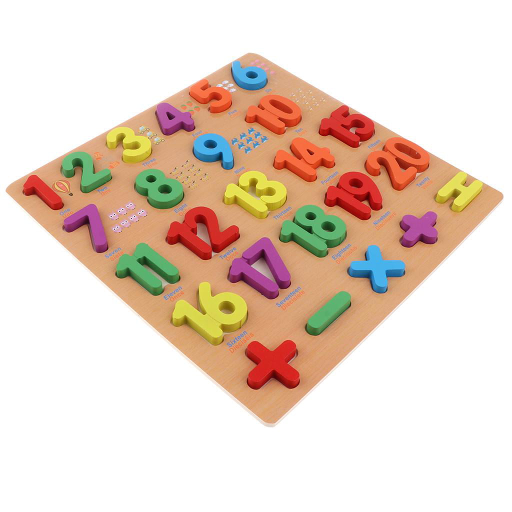 1-20 Numbers Symbols Wooden Puzzle Board Children Kids Learning Toy 