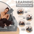 thumbnail image 2 of CONTOUR COMFORT Kids Couch Modern Soft Foam Low Back Storage Modular Couch with 14 Piece, Grey, 2 of 8