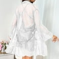 thumbnail image 4 of ylioge Womens 2 Piece Pajama Sets Lightweight Lace Long Sleeve Robes and Silk Satin Spaghetti Strap Nightgowns Trendy Solid Sleepwear Outfits, 4 of 4